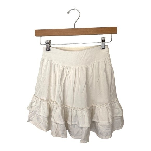 Lands End | White Stretchy Knit Cute Ruffle Skirt Skort Girls S - Picture 1 of 5